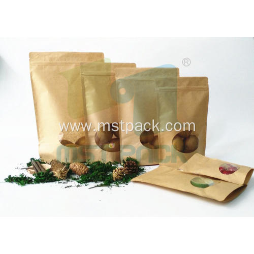 Kraft Paper Stand Up Bag With Clear Window